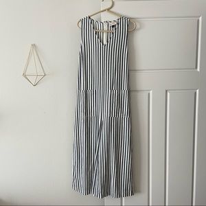 Universal Thread Wide Leg Cropped Jumpsuit, Striped Belted Sleeveless Jumpsuit